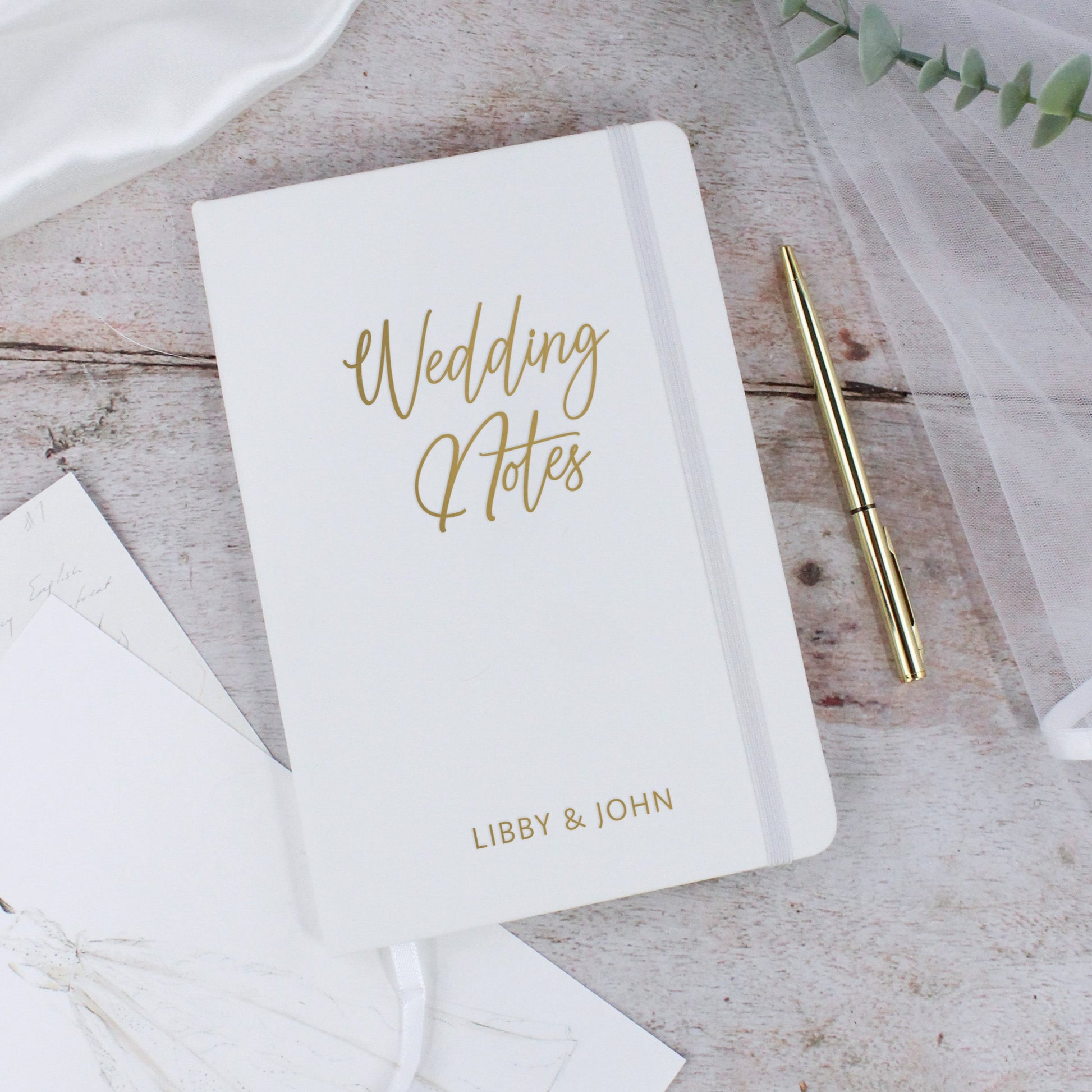Personalised A5 Lined Wedding Notes Hardback Notebook