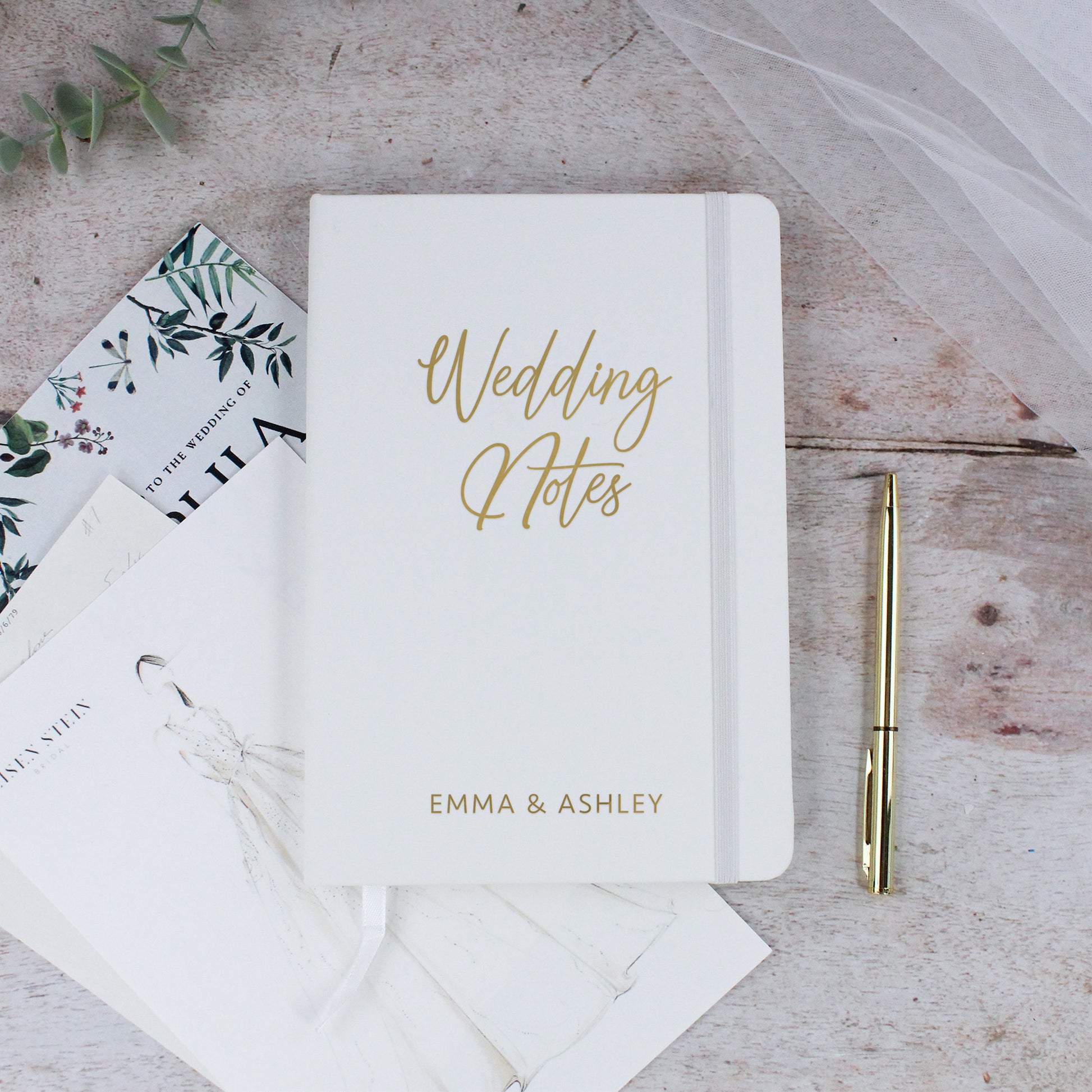 Personalised A5 Lined Wedding Notes Hardback Notebook