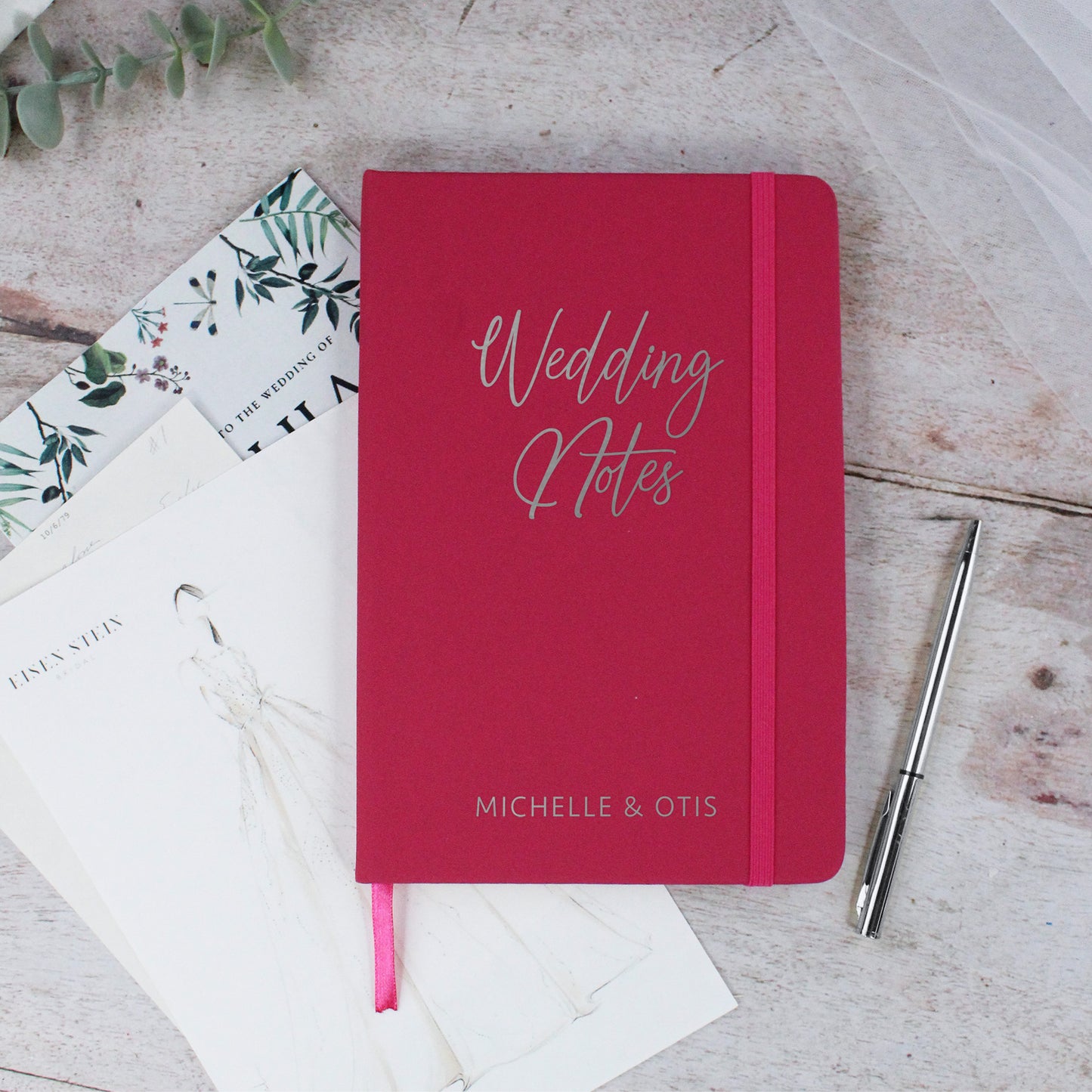 Personalised A5 Lined Wedding Notes Hardback Notebook