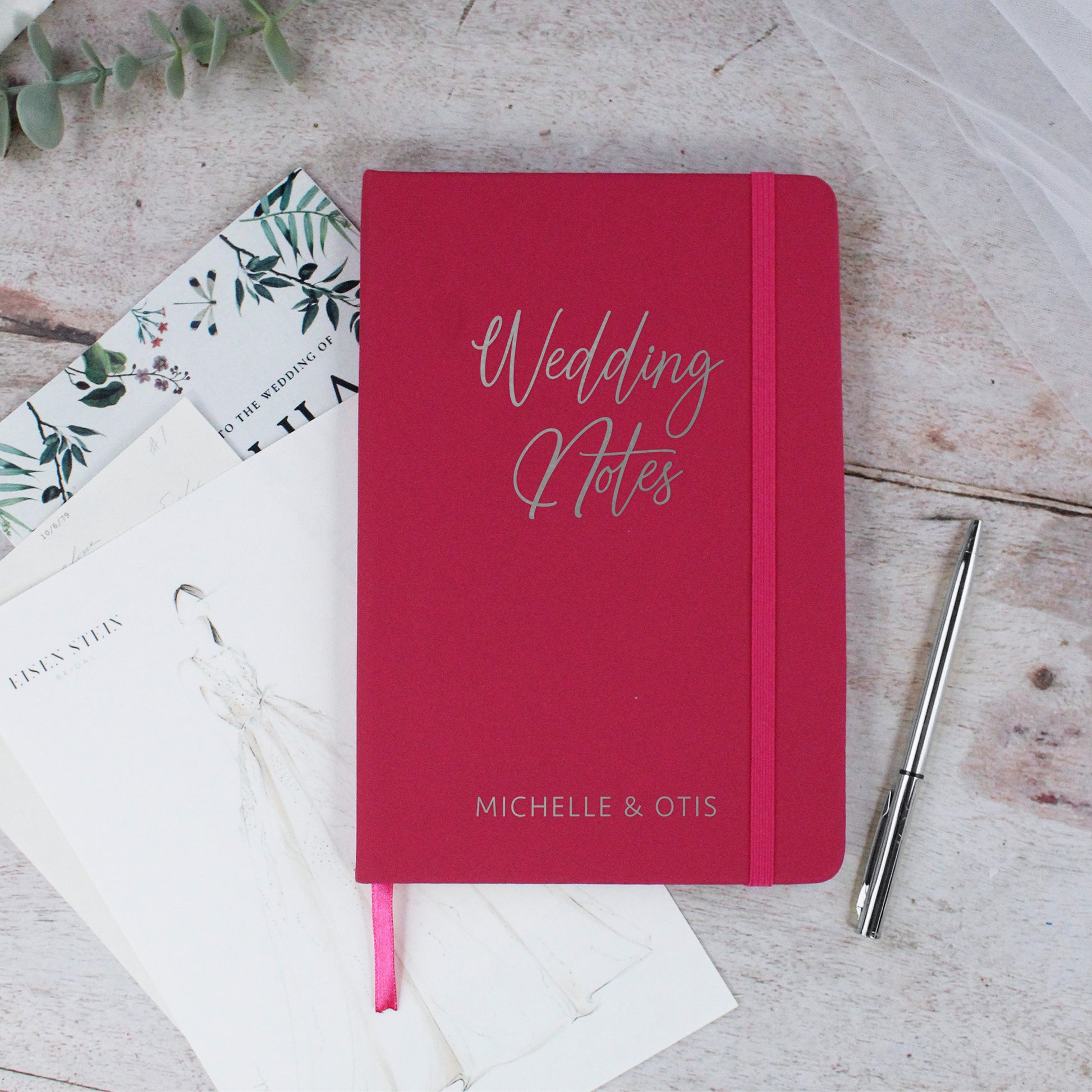 Personalised A5 Lined Wedding Notes Hardback Notebook