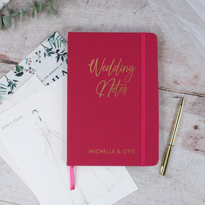 Personalised A5 Lined Wedding Notes Hardback Notebook