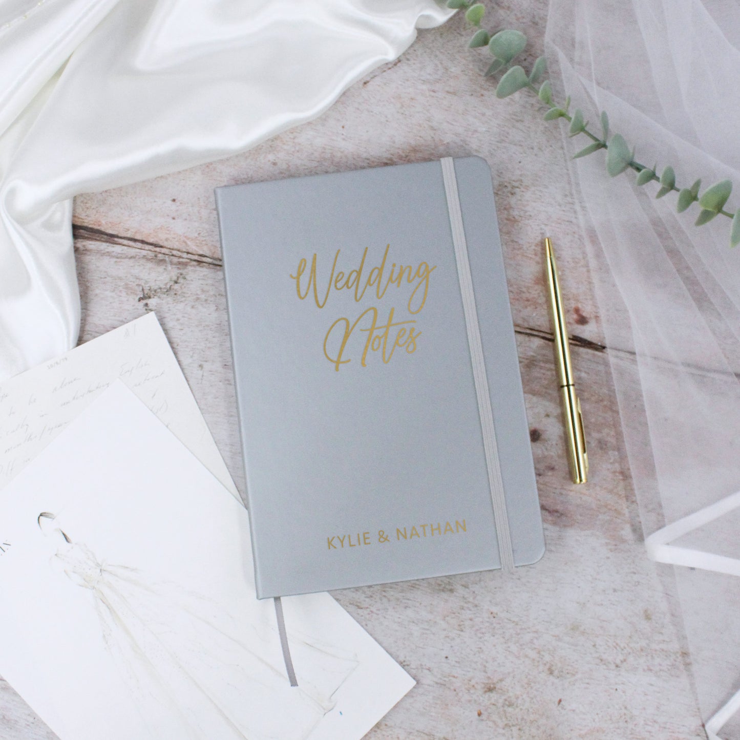 Personalised A5 Lined Wedding Notes Hardback Notebook