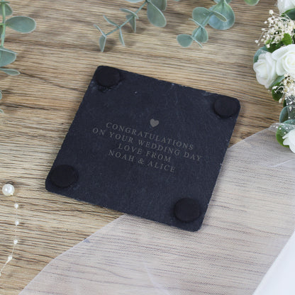 Personalised Mr & Mrs Square Slate Coaster - Set of 2