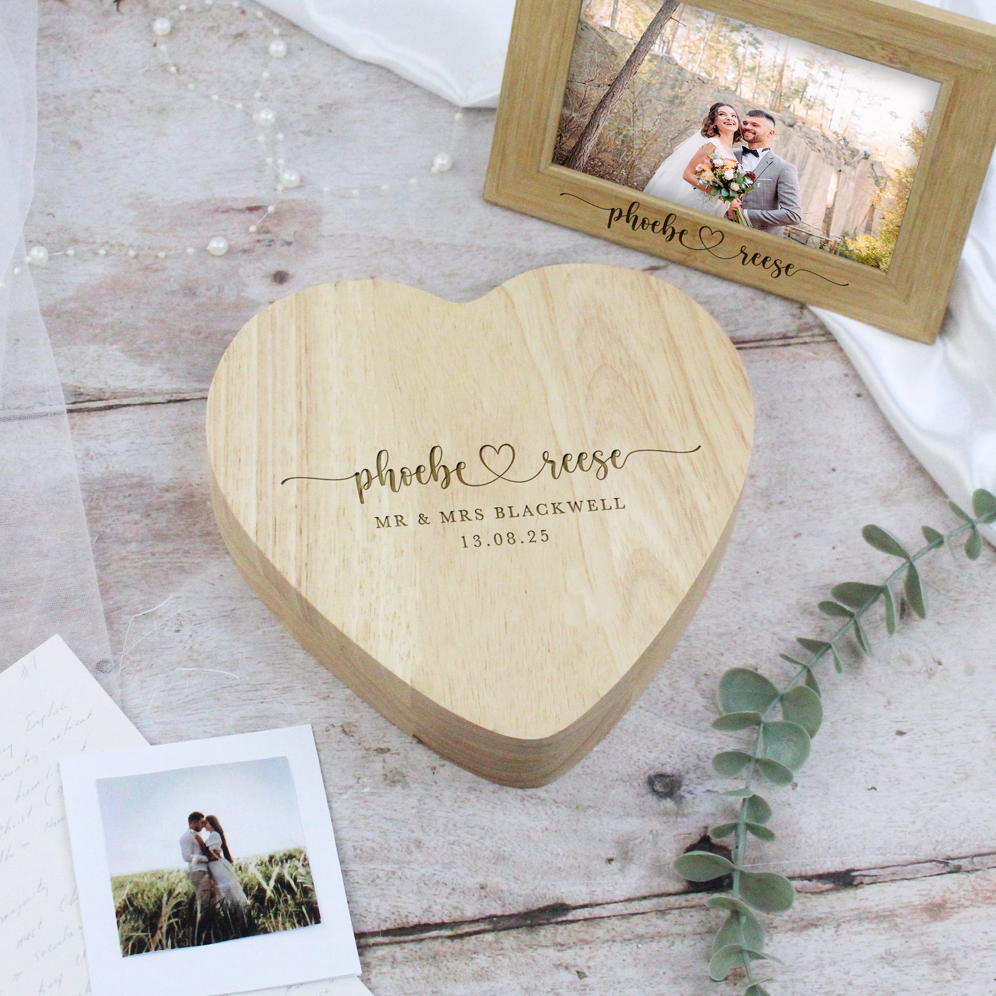 Personalised Mr & Mrs Heart Shaped Cheeseboard with Tools
