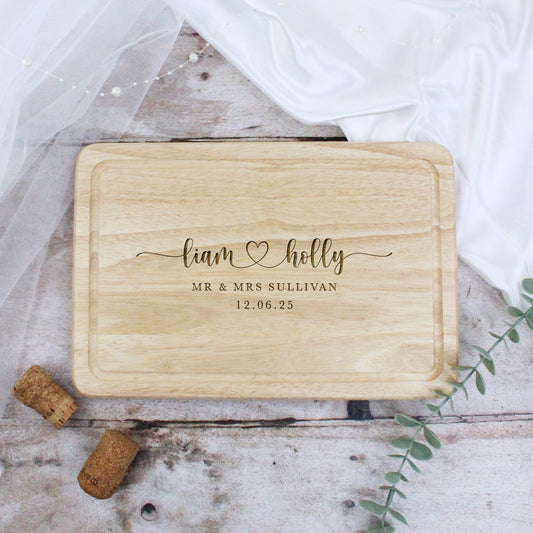 Personalised Wooden Mr & Mrs Chopping Board
