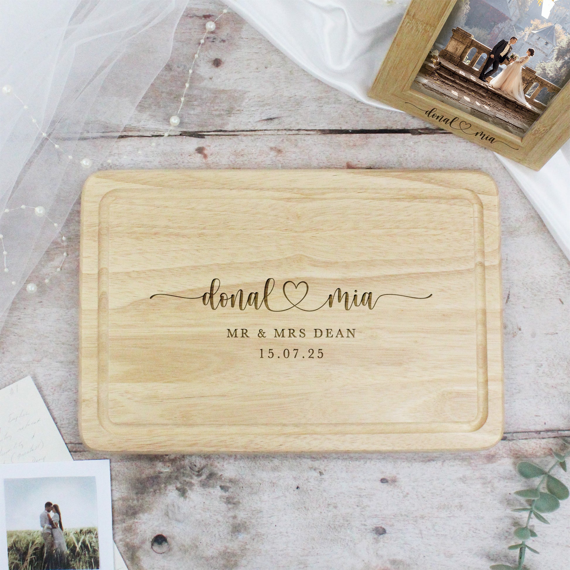 Personalised Wooden Mr & Mrs Chopping Board