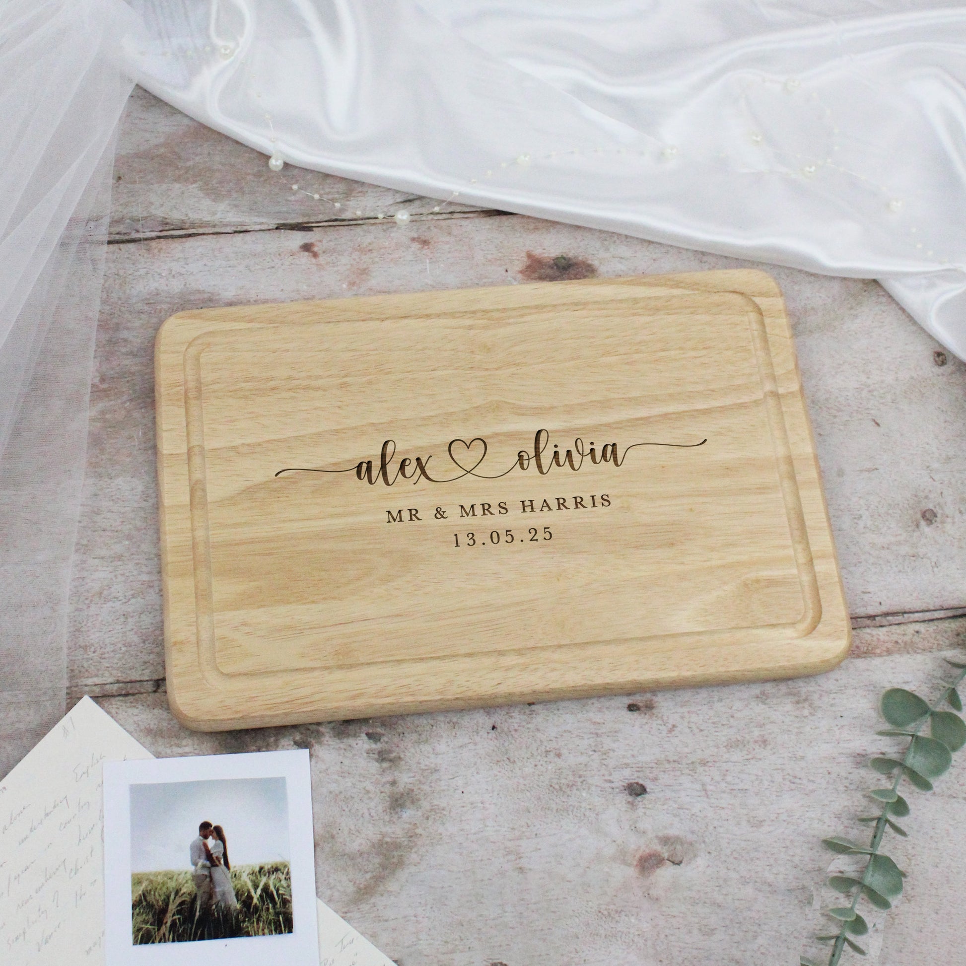 Personalised Wooden Mr & Mrs Chopping Board