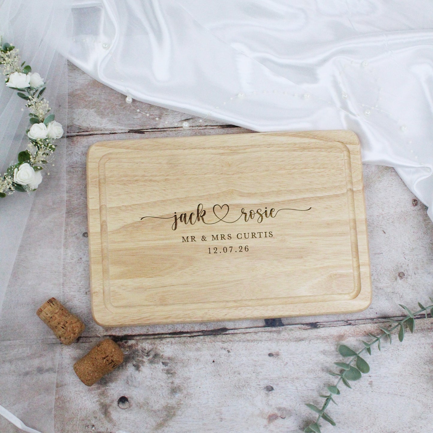 Personalised Wooden Mr & Mrs Chopping Board