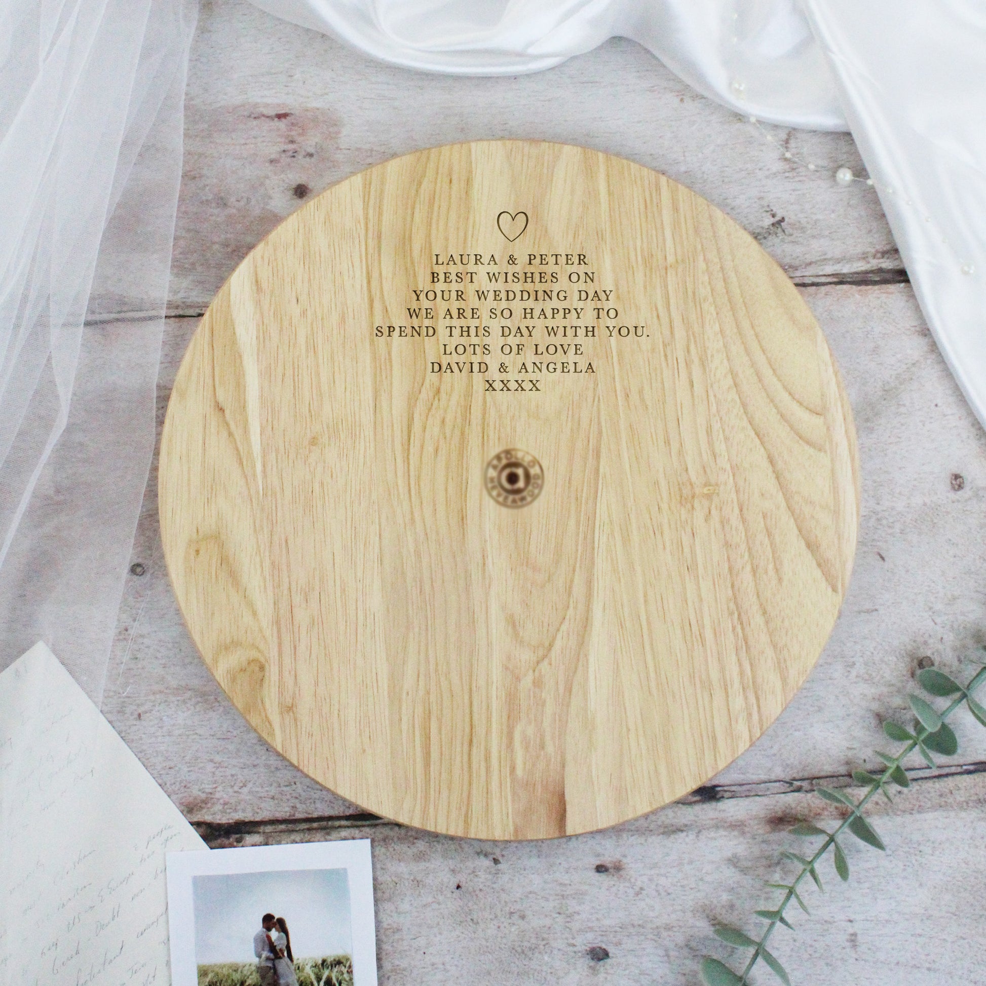 Personalised Round Mr & Mrs Chopping Board, 30cm