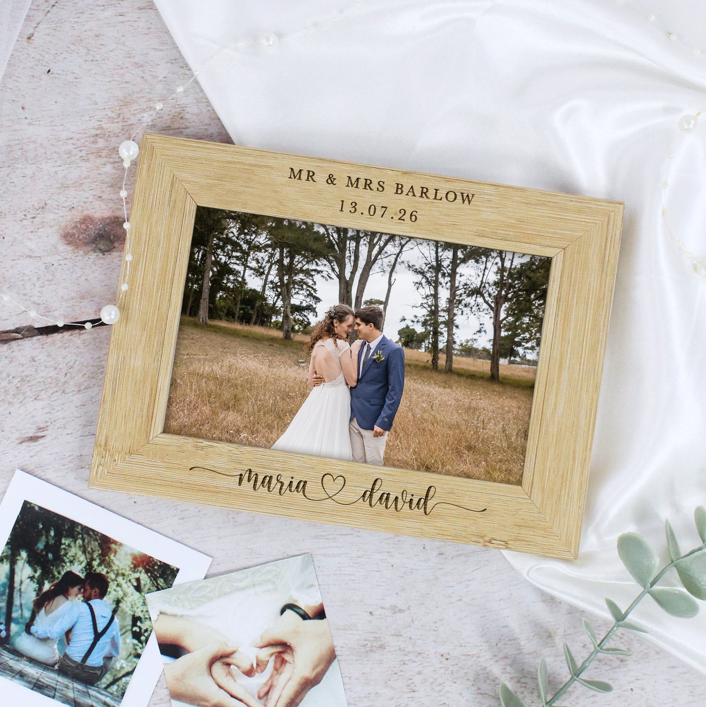 Personalised Wooden Mr & Mrs Wedding Photo Frame