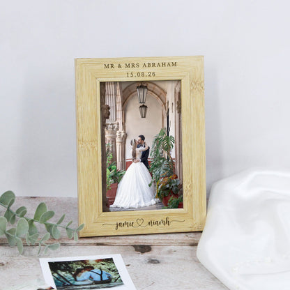 Personalised Wooden Mr & Mrs Wedding Photo Frame