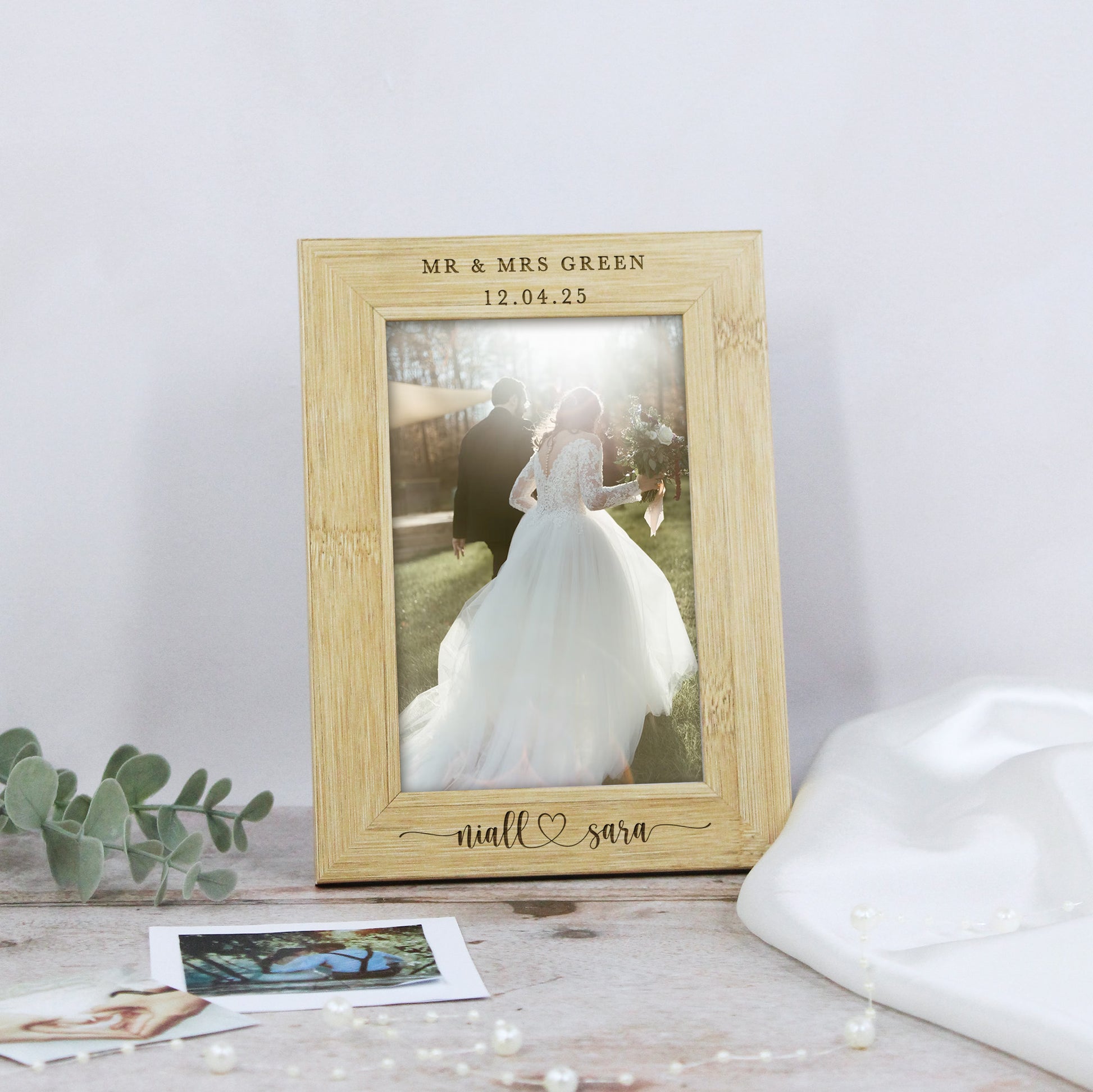 Personalised Wooden Mr & Mrs Wedding Photo Frame