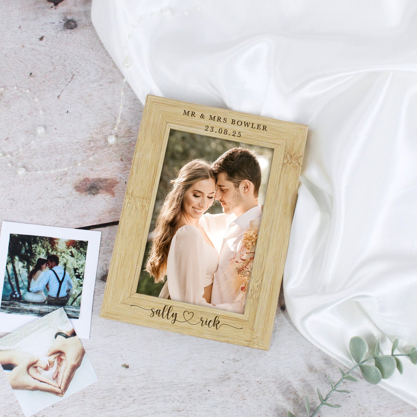 Personalised Wooden Mr & Mrs Wedding Photo Frame