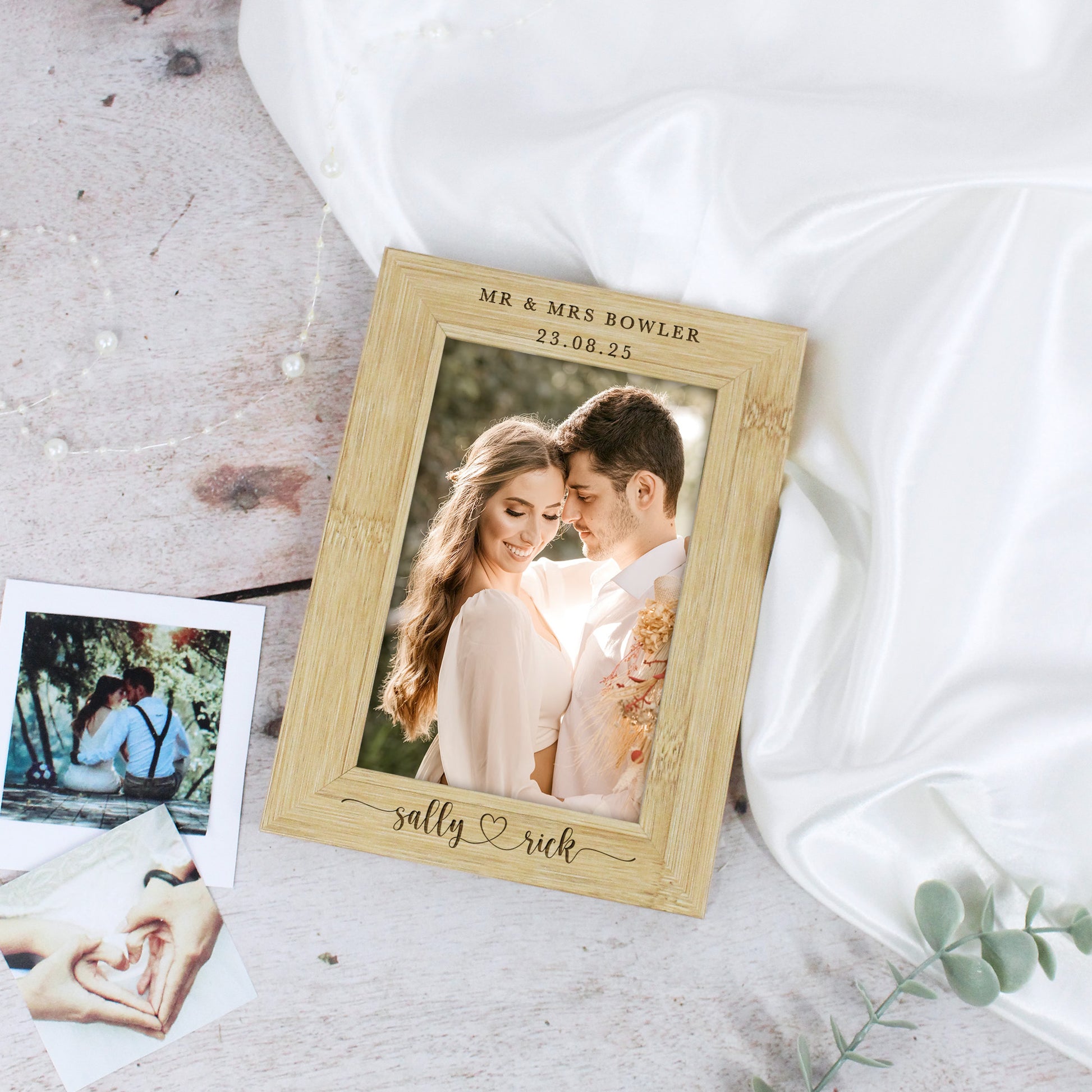 Personalised Wooden Mr & Mrs Wedding Photo Frame