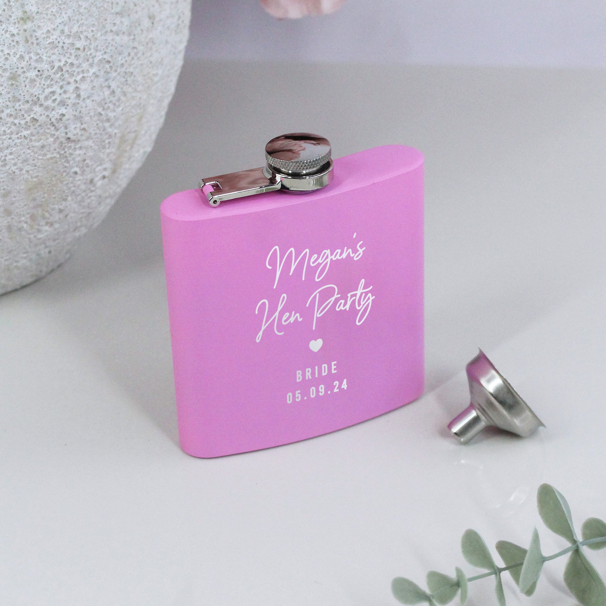 Personalised Pink 6oz Hen Party Hip Flask