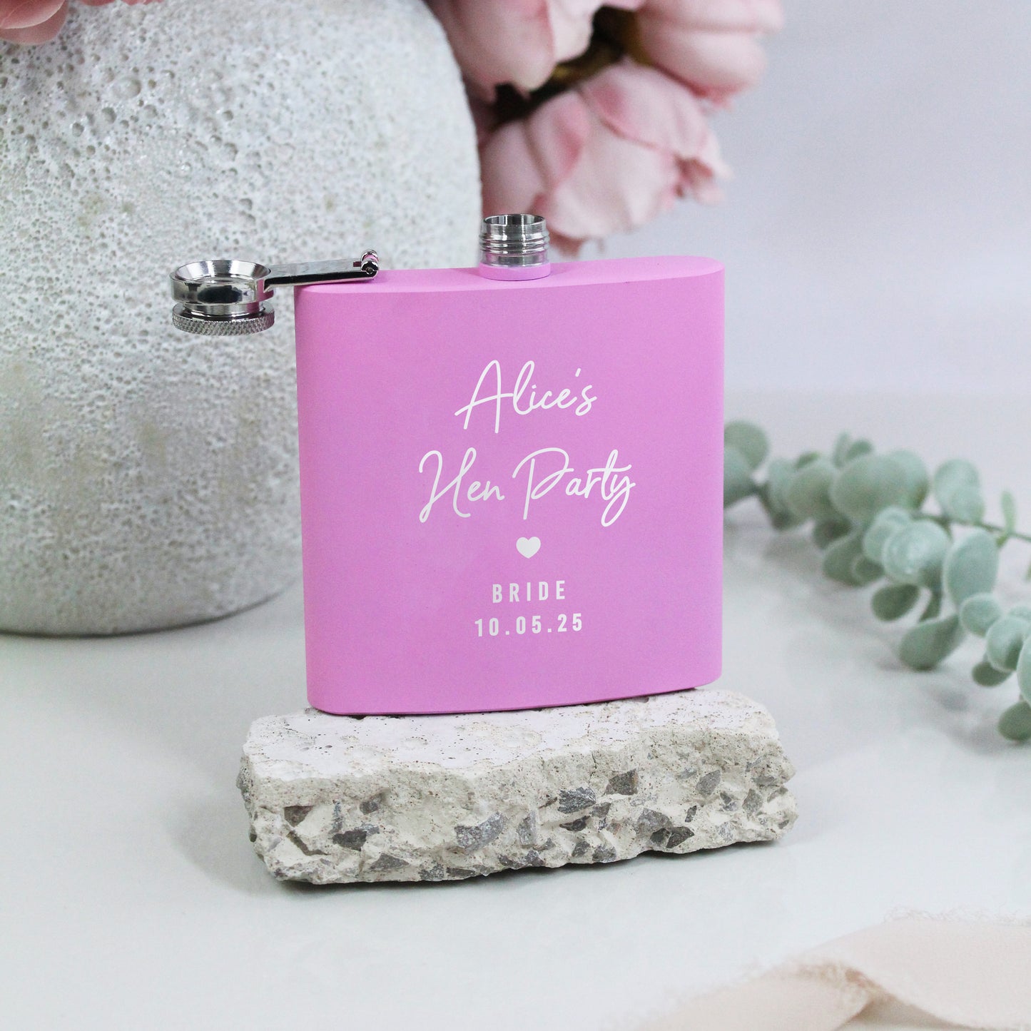 Personalised Pink 6oz Hen Party Hip Flask
