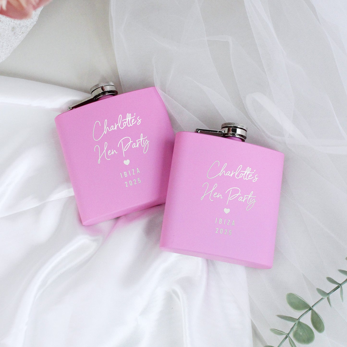 Personalised Pink 6oz Hen Party Hip Flask