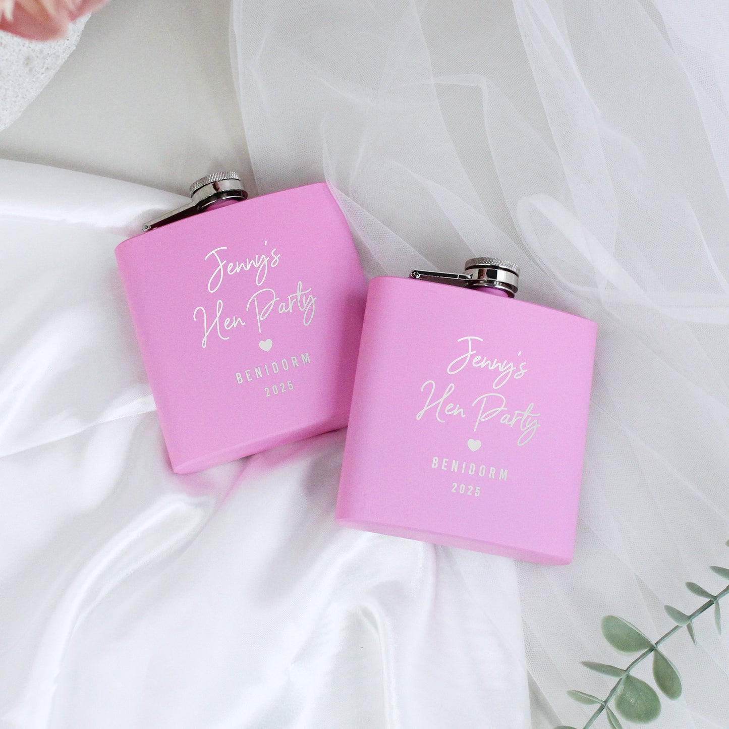 Personalised Pink 6oz Hen Party Hip Flask