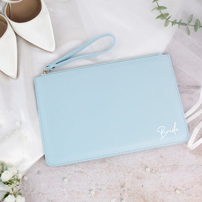 PU Leather Bride Clutch Bag with Wristlet Strap