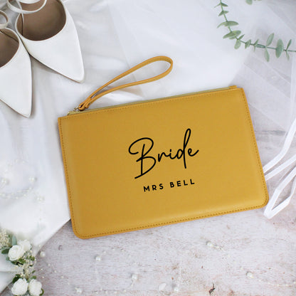 Personalised PU Leather Bride Clutch Bag with Married Name