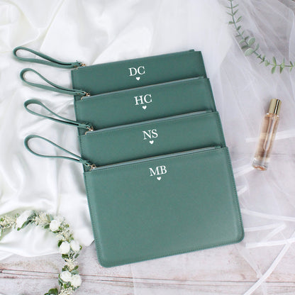 Personalised PU Leather Clutch Bag with Initials & Heart