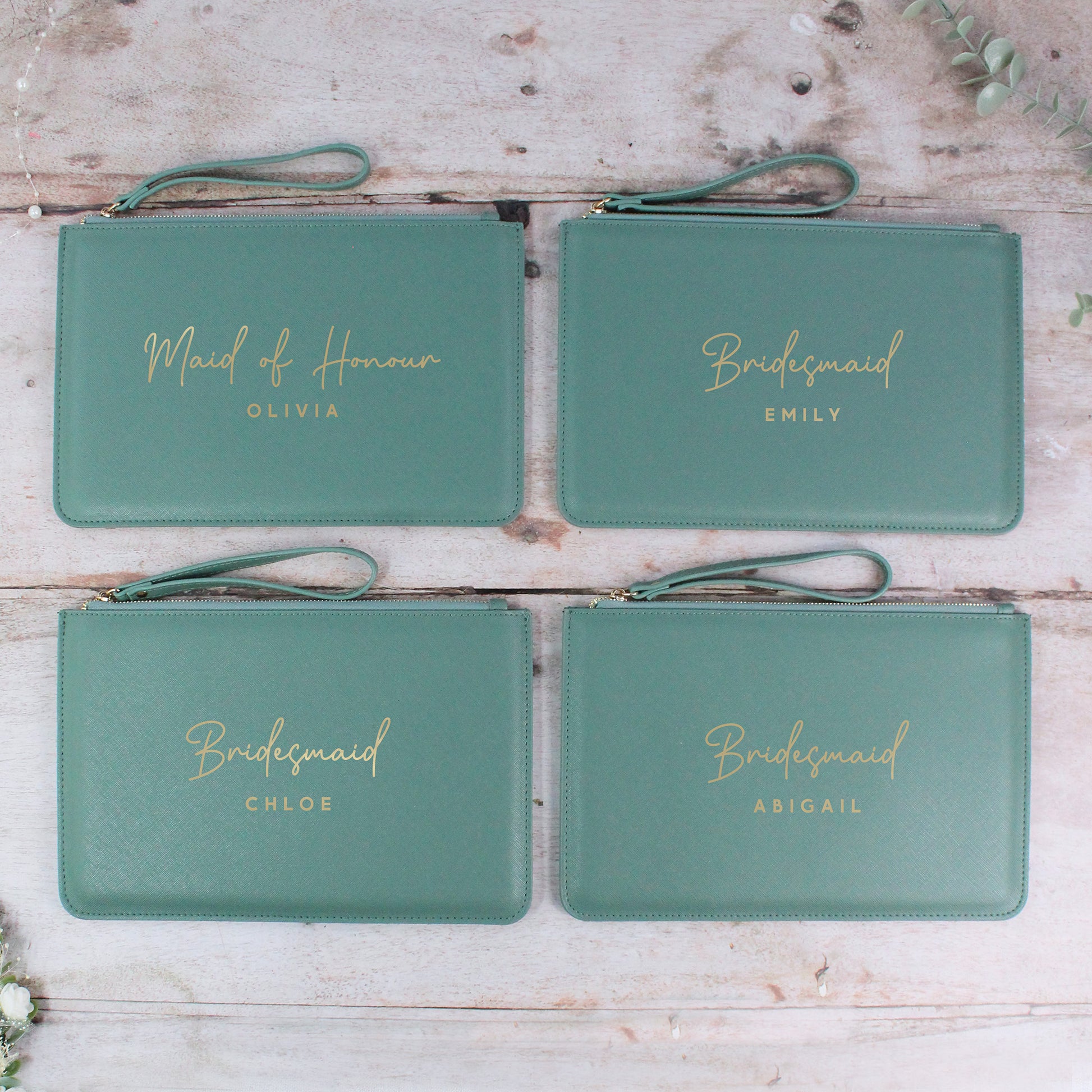 Personalised PU Leather Clutch Bag with Wedding Role & Name