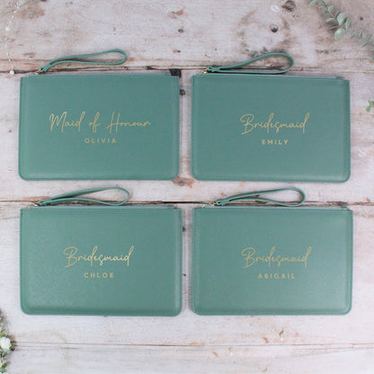 Personalised PU Leather Clutch Bag with Wedding Role & Name