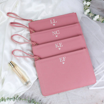 Personalised PU Leather Clutch Bag with Initials & Heart