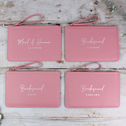 Personalised PU Leather Clutch Bag with Wedding Role & Name