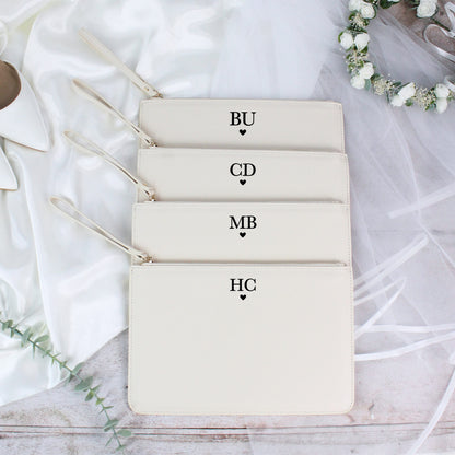 Personalised PU Leather Clutch Bag with Initials & Heart