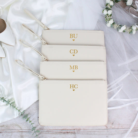 Personalised PU Leather Clutch Bag with Initials & Heart