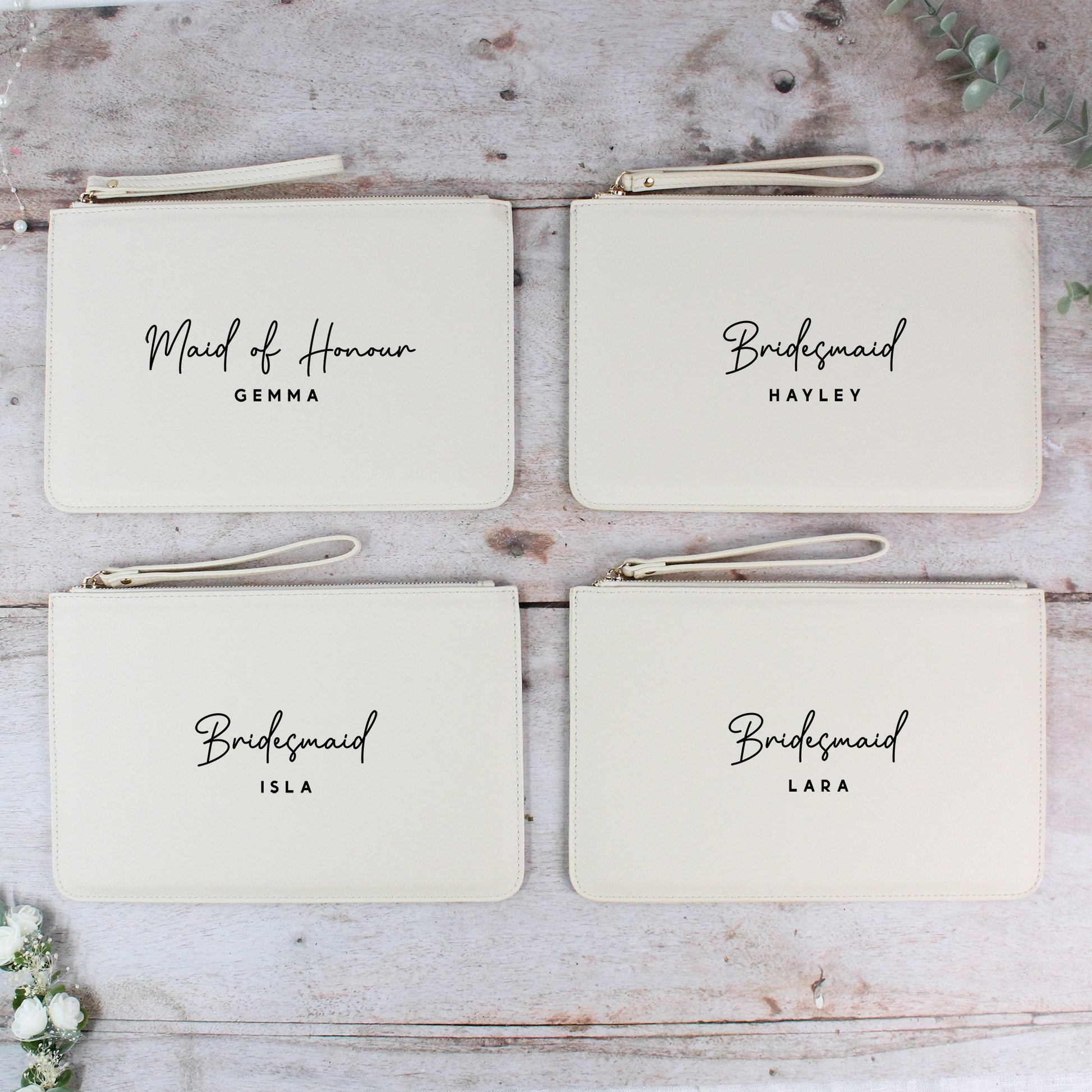 Personalised PU Leather Clutch Bag with Wedding Role & Name