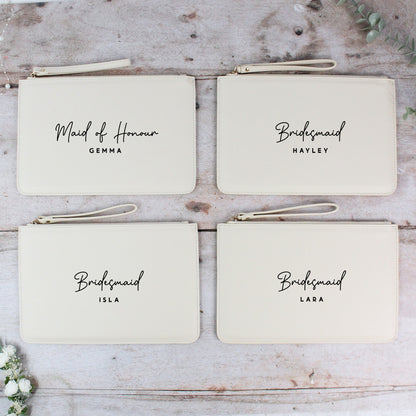 Personalised PU Leather Clutch Bag with Wedding Role & Name