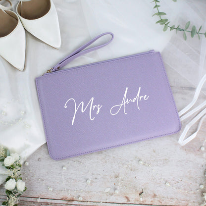 Personalised PU Leather Mrs Clutch Bag for Bride to Be