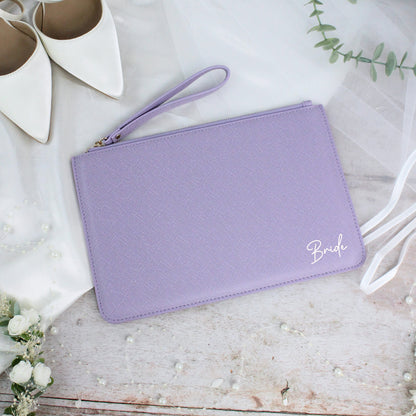 PU Leather Bride Clutch Bag with Wristlet Strap