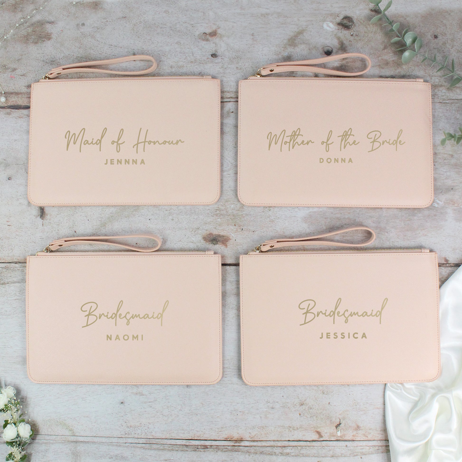 Personalised PU Leather Clutch Bag with Wedding Role & Name