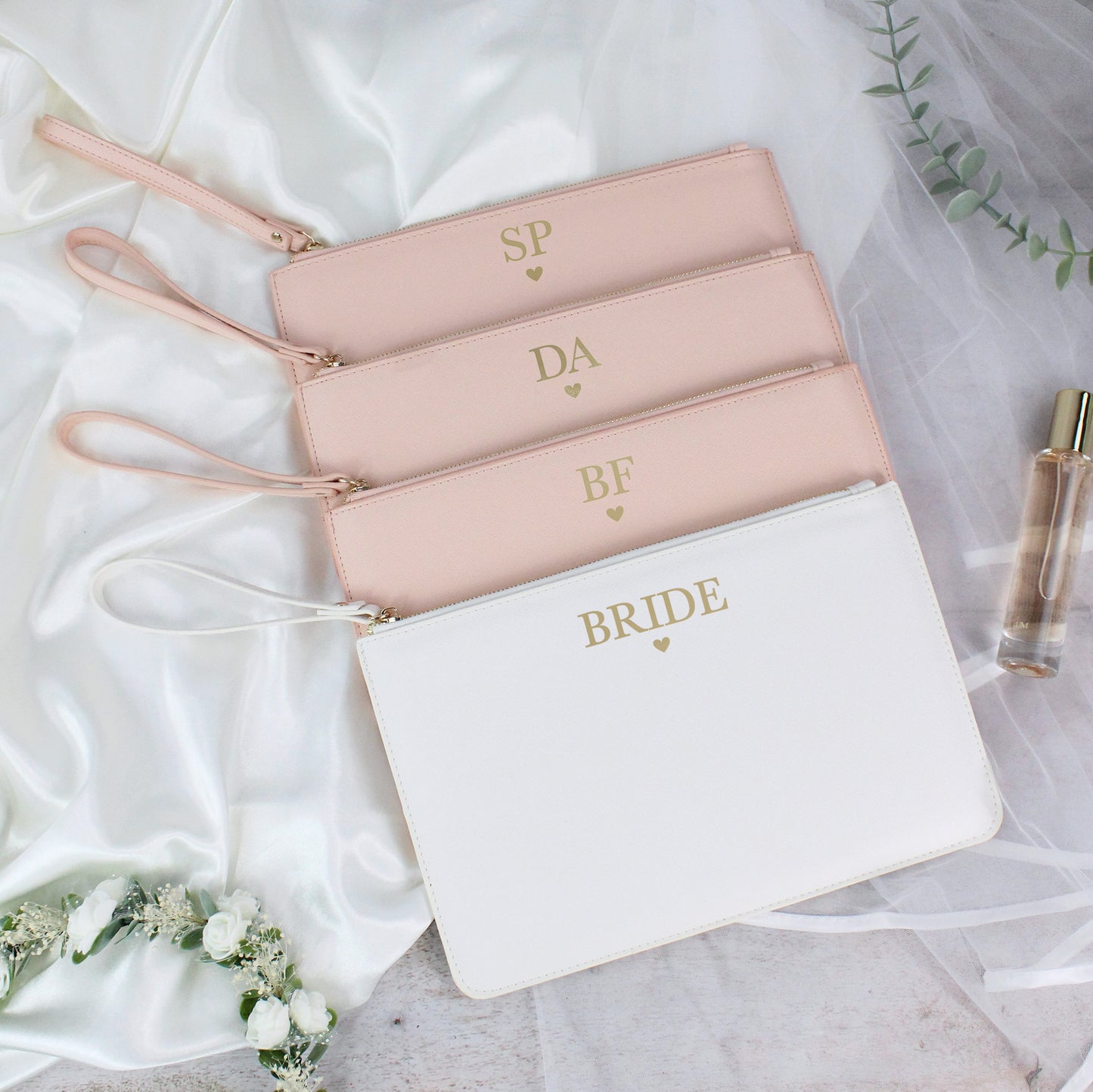 Personalised PU Leather Clutch Bag with Initials & Heart