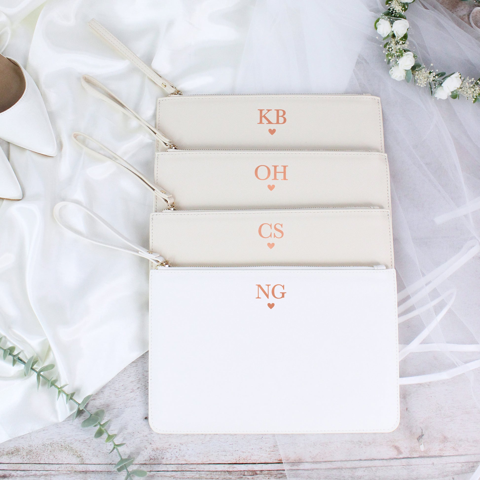 Personalised PU Leather Clutch Bag with Initials & Heart