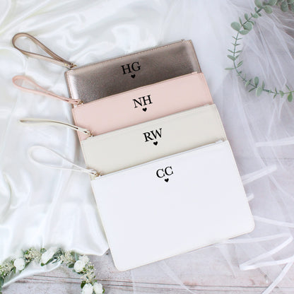 Personalised PU Leather Clutch Bag with Initials & Heart