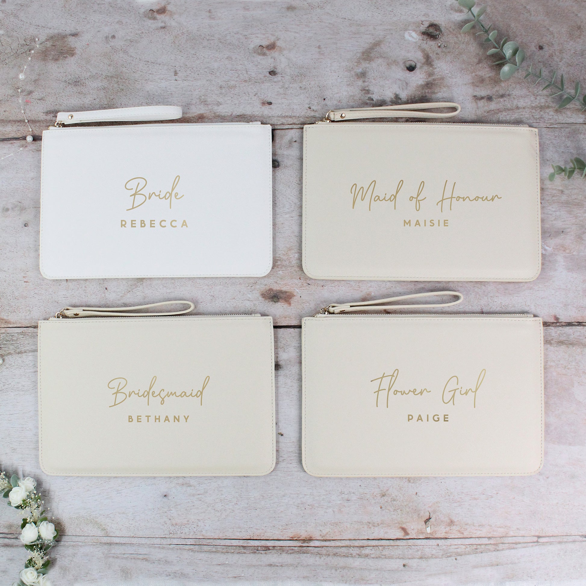 Personalised PU Leather Clutch Bag with Wedding Role & Name