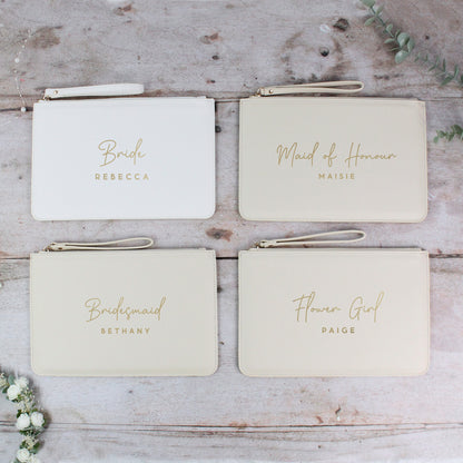 Personalised PU Leather Clutch Bag with Wedding Role & Name