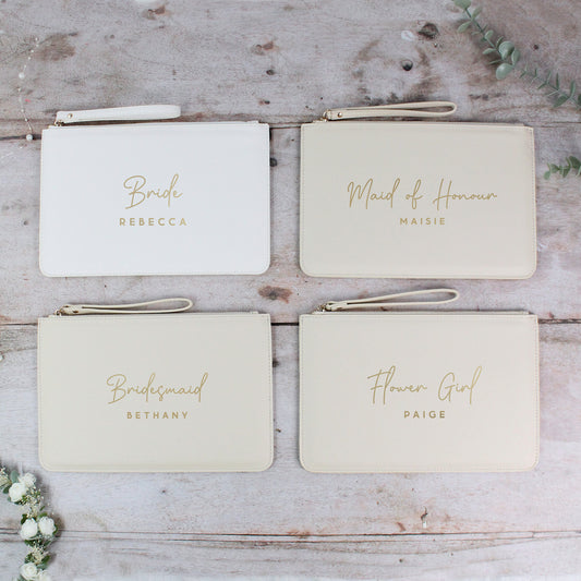 Personalised PU Leather Clutch Bag with Wedding Role & Name