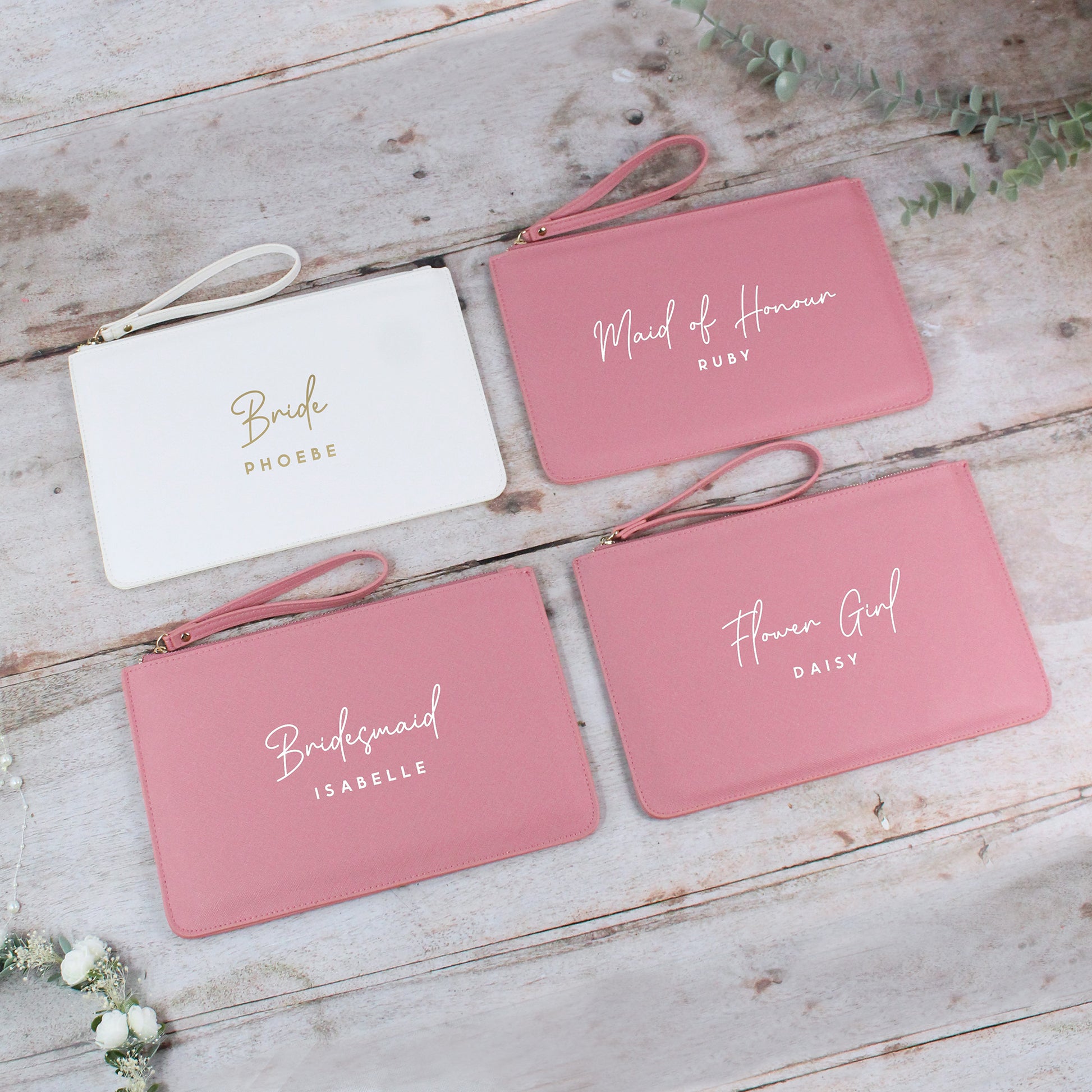 Personalised PU Leather Clutch Bag with Wedding Role & Name