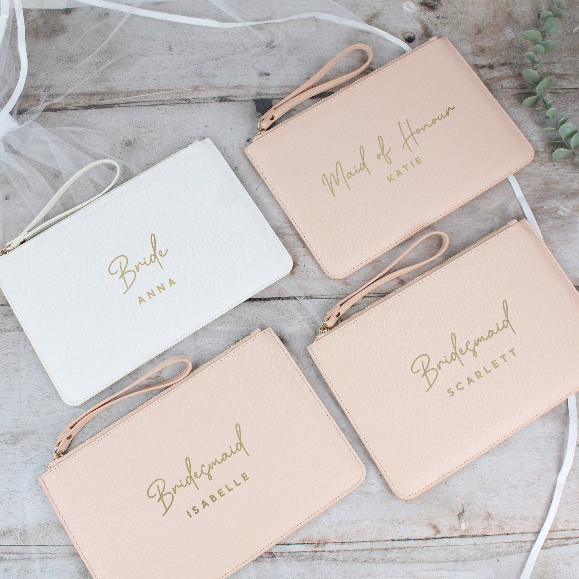 Personalised PU Leather Clutch Bag with Wedding Role & Name