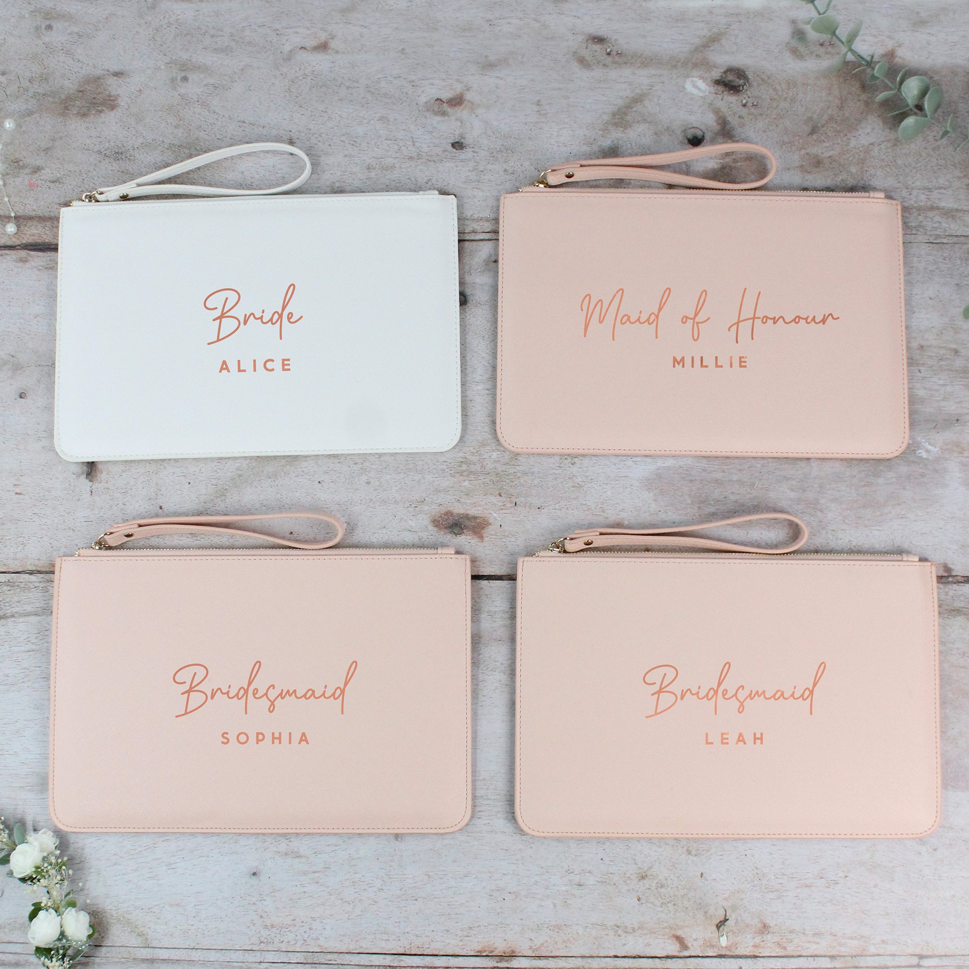 Personalised PU Leather Clutch Bag with Wedding Role & Name