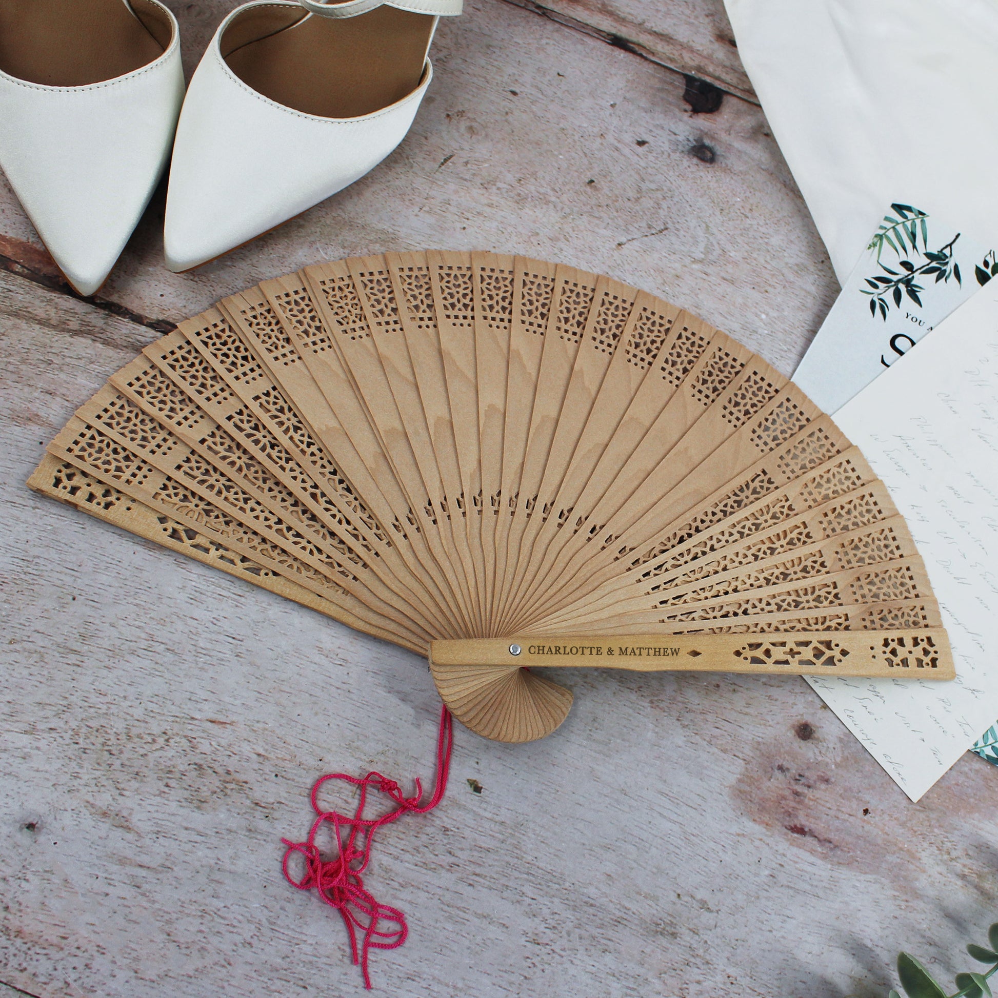 Personalised Sandlewood Wedding Hand Fans for Guests