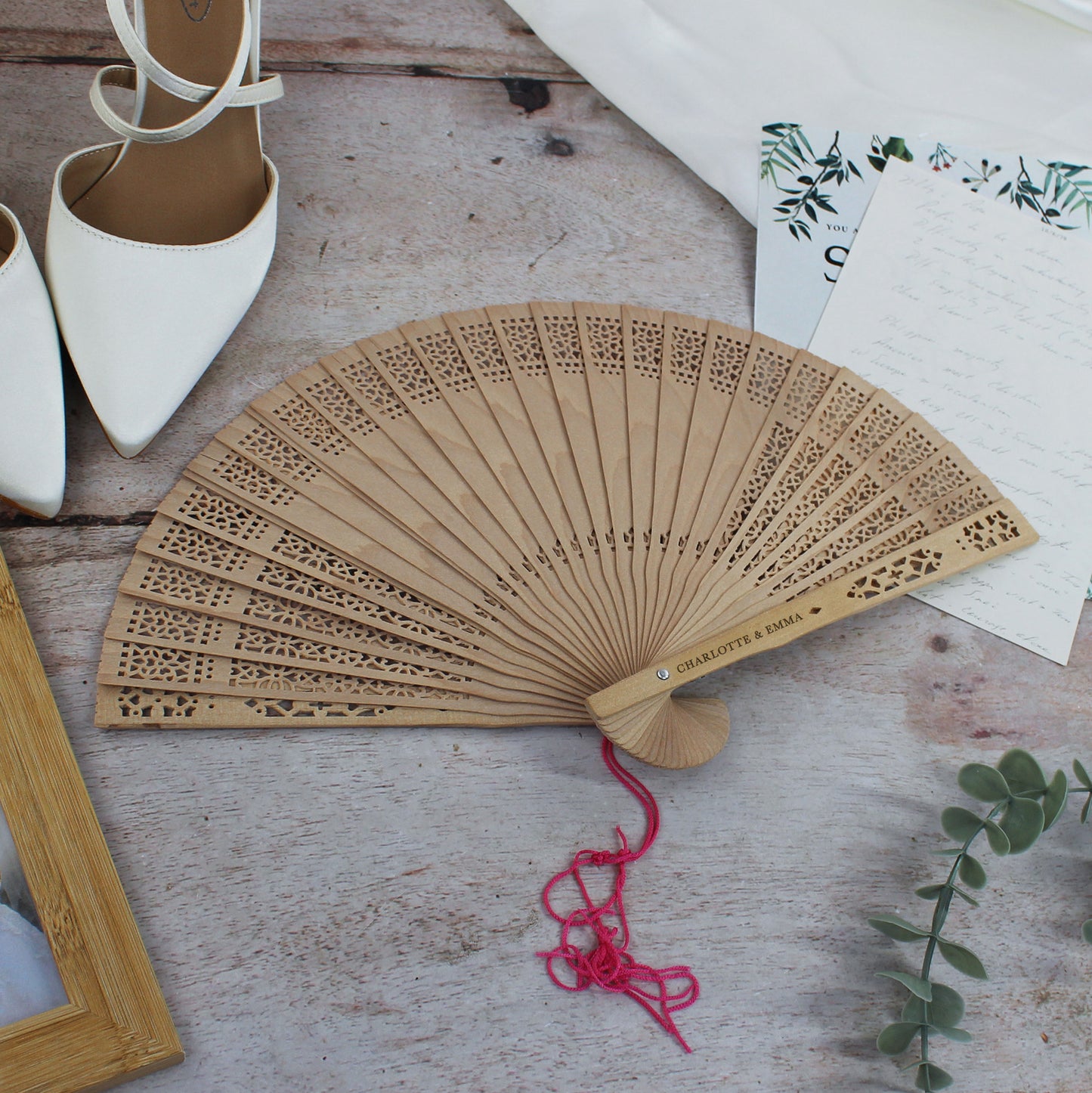 Personalised Sandlewood Wedding Hand Fans for Guests