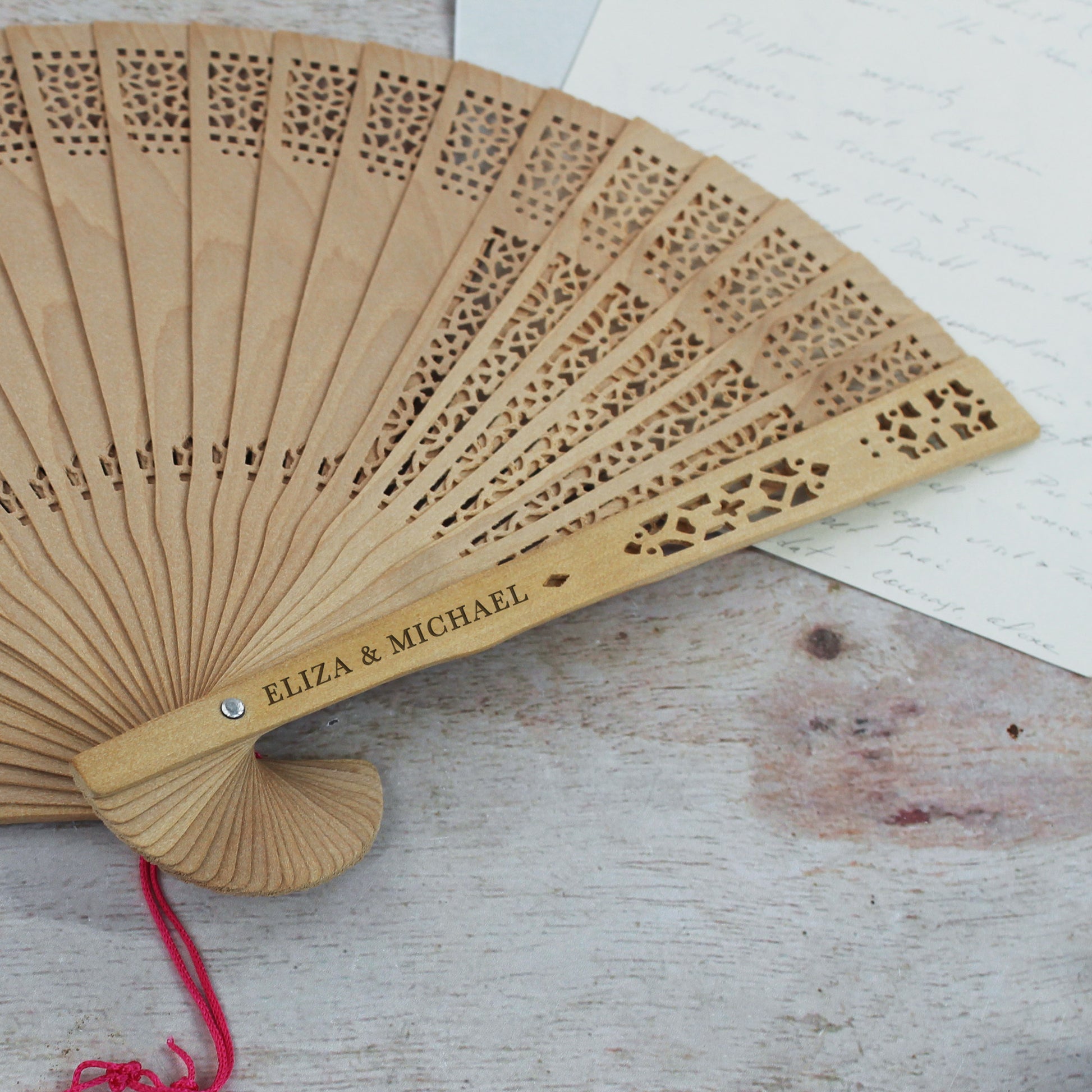 Personalised Sandlewood Wedding Hand Fans for Guests