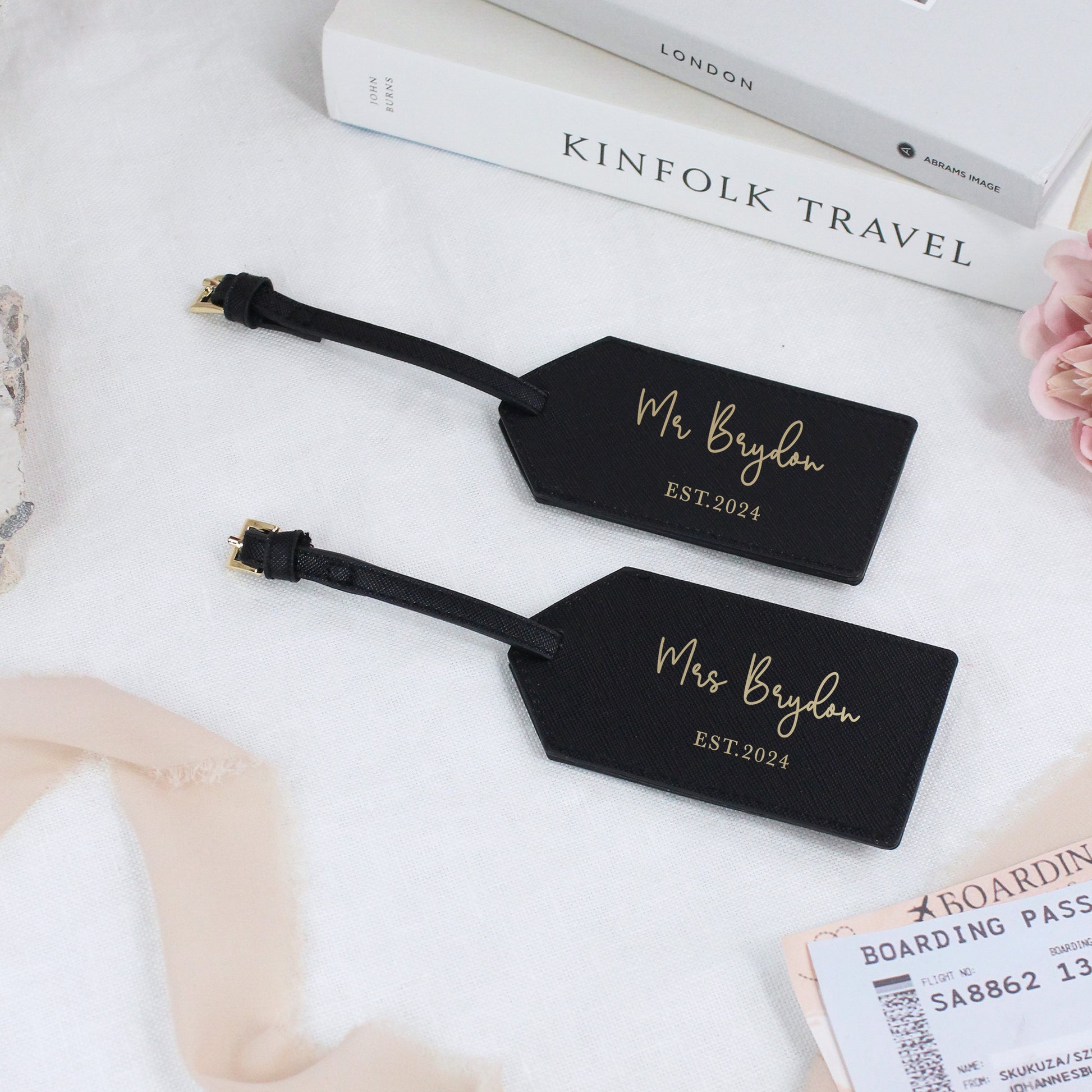 Personalised Mr & Mrs Luggage Tags with Married Name & Year