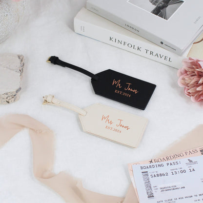 Personalised Mr & Mrs Luggage Tags with Married Name & Year